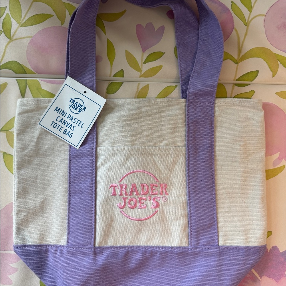Trader Joe’s Purple Cream Mini Canvas Tote